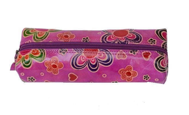 Astuccio grande con stampa floreale rosa 19x28cm