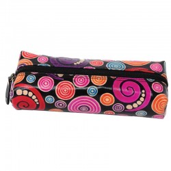 Astuccio Grande in cuoio disegno Spirali Nero