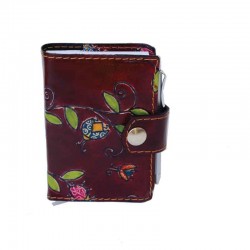 Copriagenda-Mini Estraibile in Cuoio Dipinto a Mano disegno Coccinelle