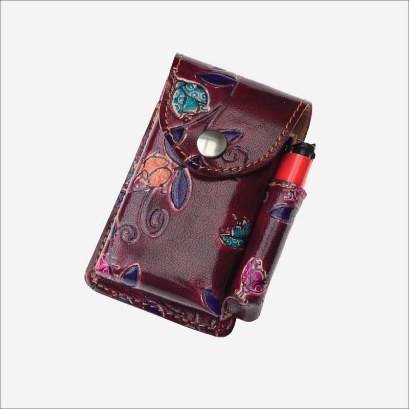 Portasigarette In Pelle Uomo Con Porta Accendino: Custodia Classica Da 20 Sigarette, Regalo Uomo Elegante